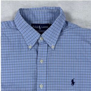 Ralph Lauren Mens Medium Short Sleeve Button Down Shirt Two-Ply Cotton